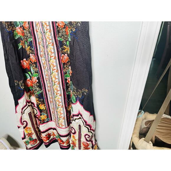 SALONI Tabitha 100% Silk Black Red A-Line Skirt Cutout Scalloped Bodice Dress 8 - Picture 8 of 15